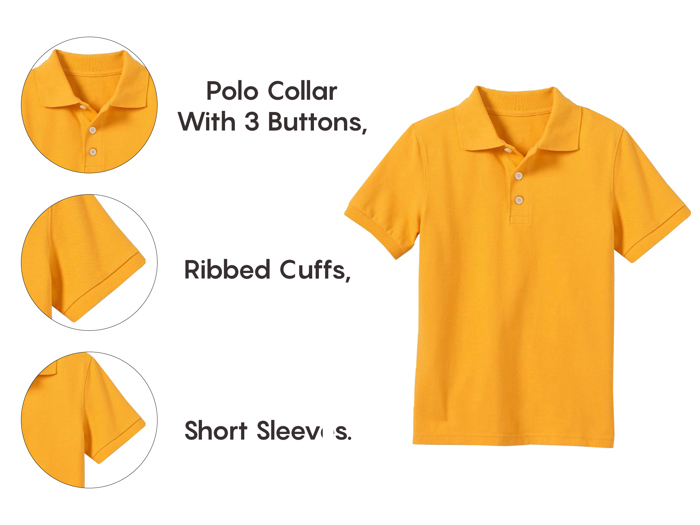 5-Pack School Uniform Tagless Polo Tshirt for Little Boys & Big Boys